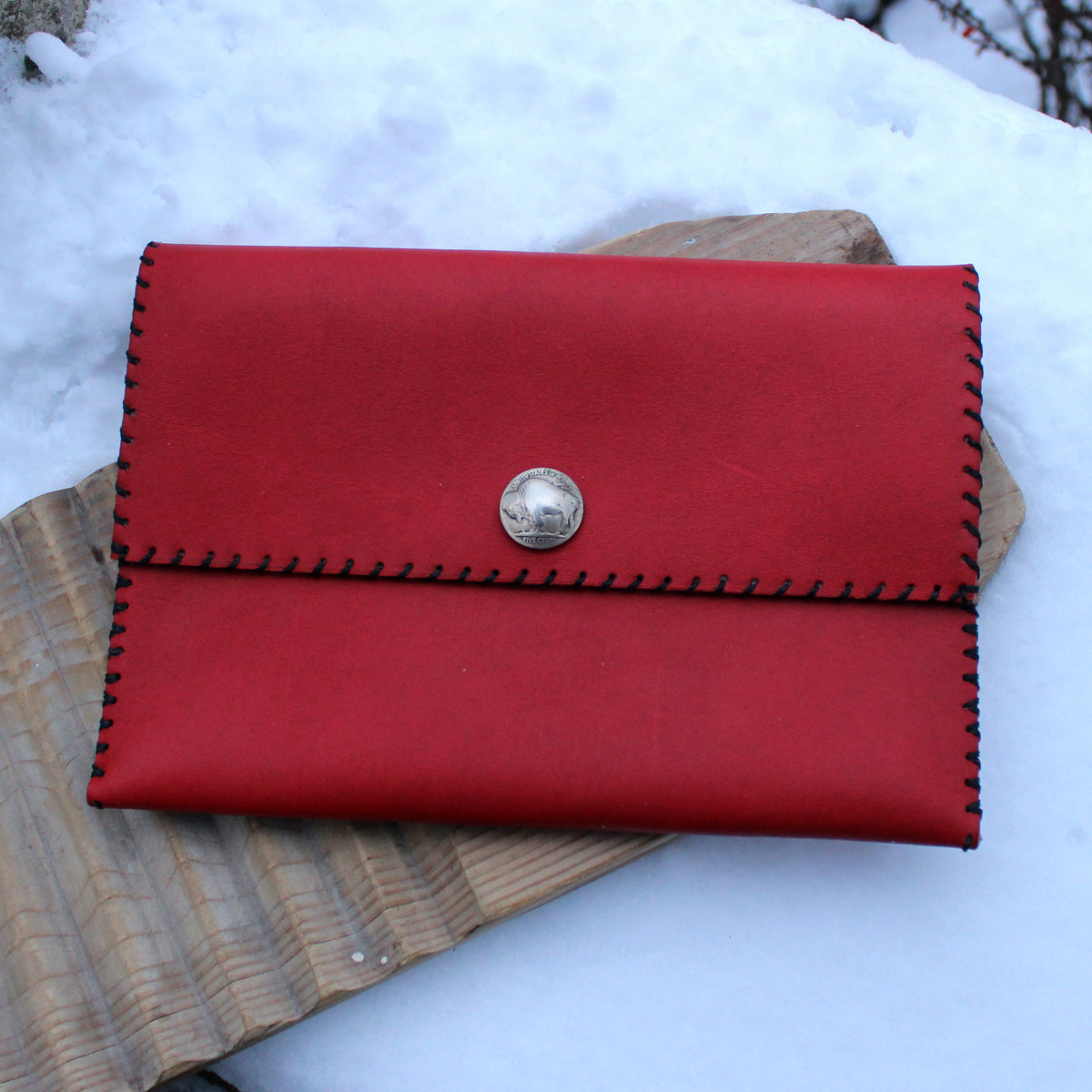 Red Buffalo Nickel Snap Clutch